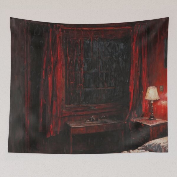 Item preview, Crimson Nightmare Bedroom - Gothic Horror Impressionism designed and sold by Visualynx.