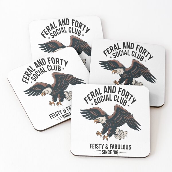 Item preview, Feral and Forty Social Club Feisty & Fabulous Since 1986 Tshirt designed and sold by Jacky-Design.
