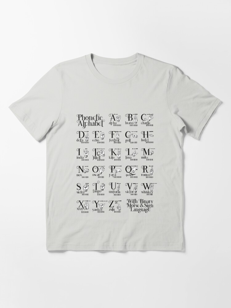 Phonetic Alphabet With Binary Morse And Sign Language T Shirt For Sale By Bourini Redbubble 4138