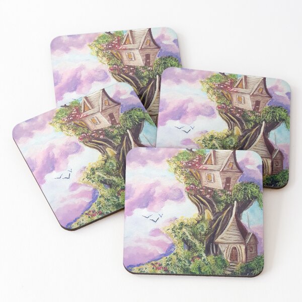 Item preview, Cute Pixie Homes in Dreamy Pink Sky designed and sold by ZiehrArt.