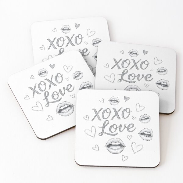Item preview, XOXO Love Lips and Hearts Aesthetic Pencil Art designed and sold by Anna_art_space.