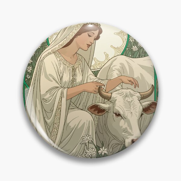 Item preview, St Brigid Patroness Saint Of Ireland With White Cow designed and sold by taiche.