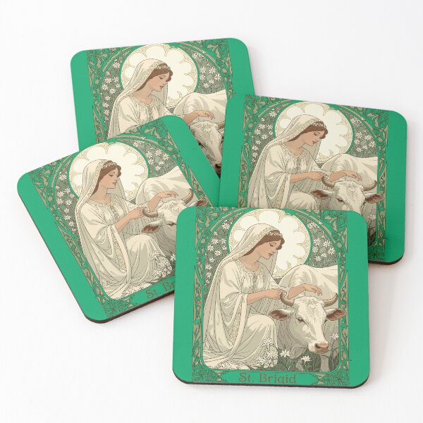 Item preview, St Brigid Patroness Saint Of Ireland With White Cow designed and sold by taiche.