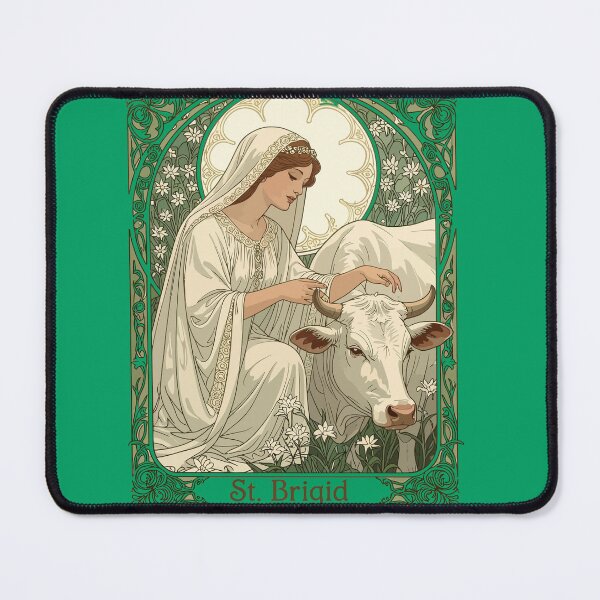 Item preview, St Brigid Patroness Saint Of Ireland With White Cow designed and sold by taiche.
