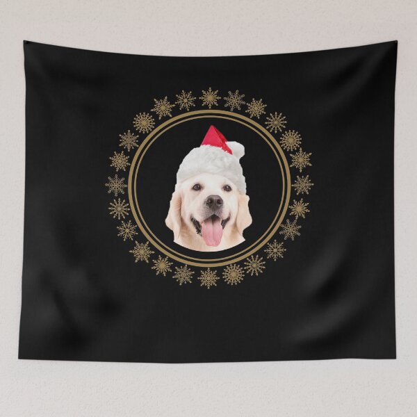 Item preview, Labrador Retriever Dog Santa Hat Gold Snowflakes designed and sold by LarkDesigns.