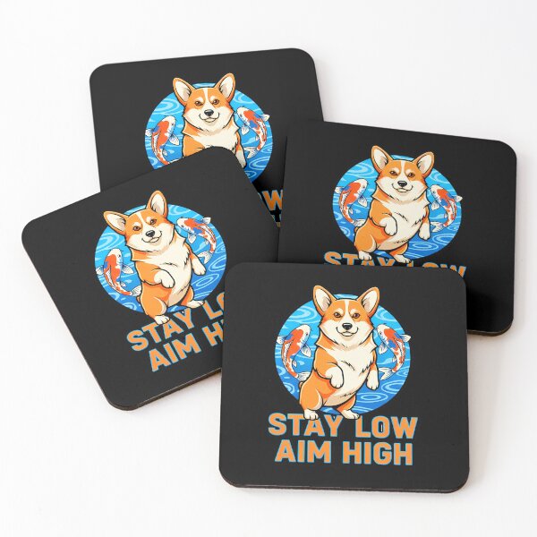 Item preview, Corgi Stay Low Aim High Koi Fish Pond Vector designed and sold by Tong4130.