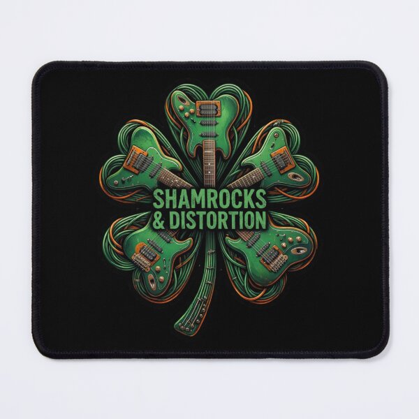 Item preview, Shamrocks & Distortion – St. Patrick's Day Guitar Pun designed and sold by PunchDrop.