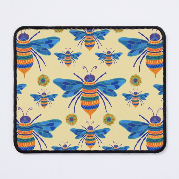 Item preview, Flight Pattern - Abstract Bees – Unique Hand-Drawn Artwork - Pale Honey Yellow / Cream designed and sold by FUNKARIUM.