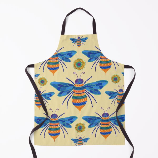Item preview, Flight Pattern - Abstract Bees – Unique Hand-Drawn Artwork - Pale Honey Yellow / Cream designed and sold by FUNKARIUM.