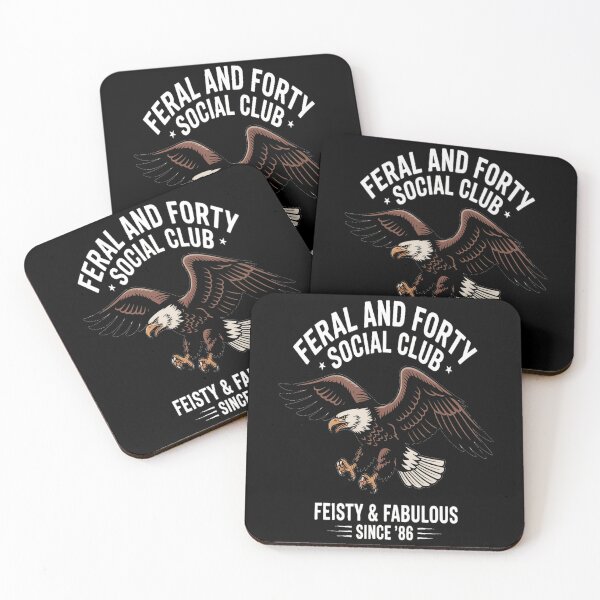Item preview, Feral and Forty Social Club Feisty & Fabulous Since 1986 Tshirt designed and sold by Jacky-Design.