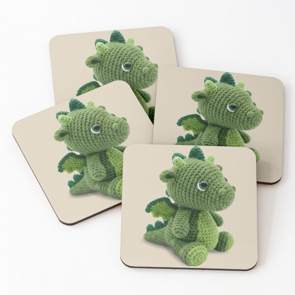 Item preview, Cute Green Crochet Dragon Amigurumi Stuffie designed and sold by TackyTime.