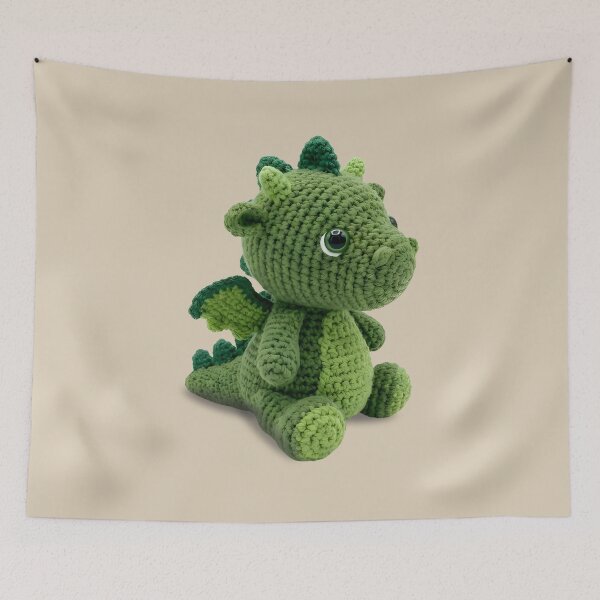 Item preview, Cute Green Crochet Dragon Amigurumi Stuffie designed and sold by TackyTime.
