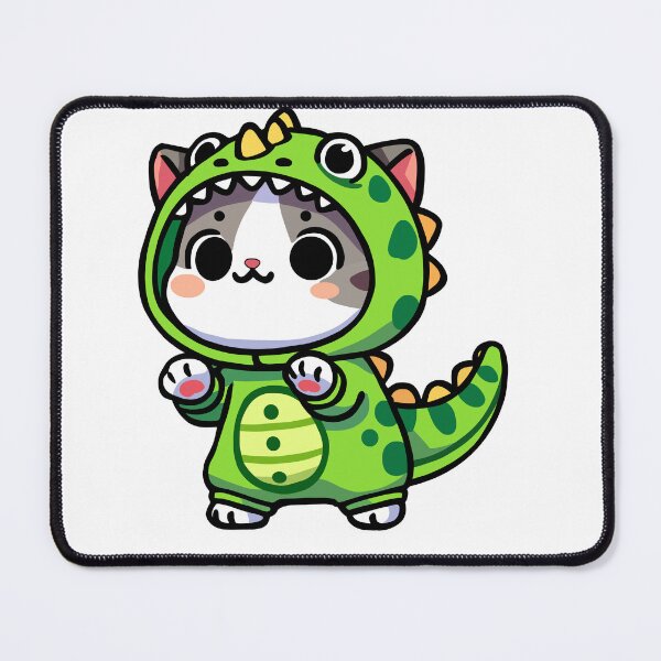 Item preview, Cute Cat in Dinosaur Costume – Kawaii Animal Illustration designed and sold by CozyCritterShop.