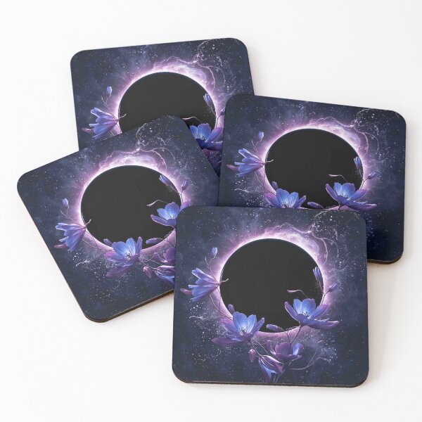 Item preview, Celestial Bloom: Surreal Solar Eclipse and Midnight Blue Flowers Wall Art designed and sold by Cozyartsss.