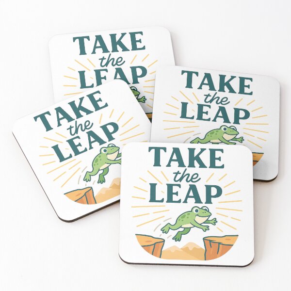 Item preview, Take the Leap - Cute Motivational Frog Jumping Design. designed and sold by The-T-In-Retro.