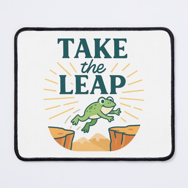 Item preview, Take the Leap - Cute Motivational Frog Jumping Design. designed and sold by The-T-In-Retro.