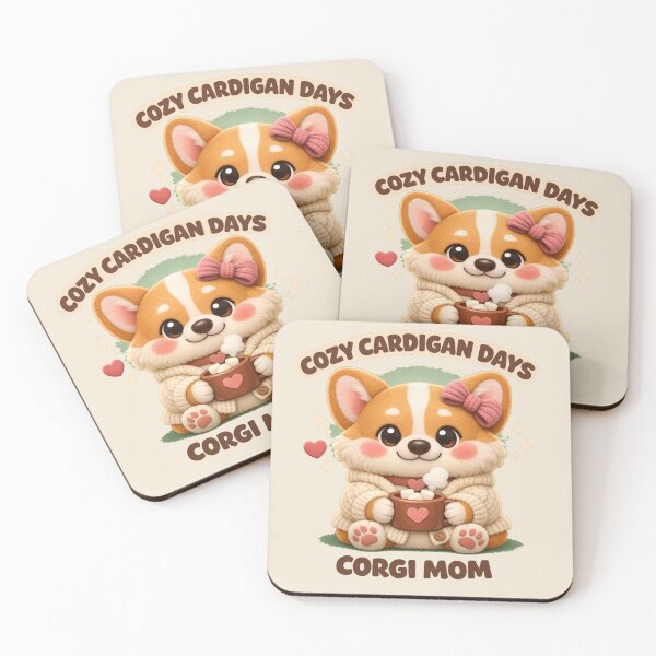 Item preview, Cozy Cardigan Days – Corgi Mom Cocoa & Knit Winter Design designed and sold by dogmomtees.
