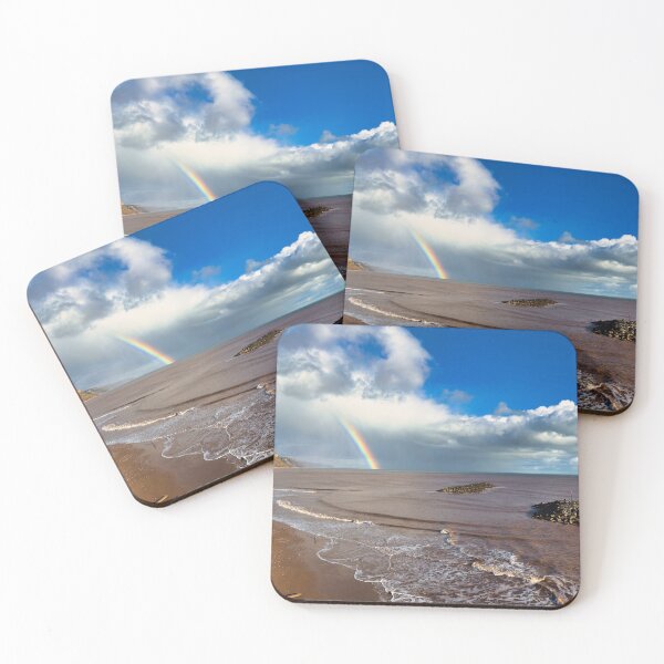 Item preview, Rainbow Over Sidmouth Beach, Devon – Colourful UK Seaside Photography Print designed and sold by leonwoods.