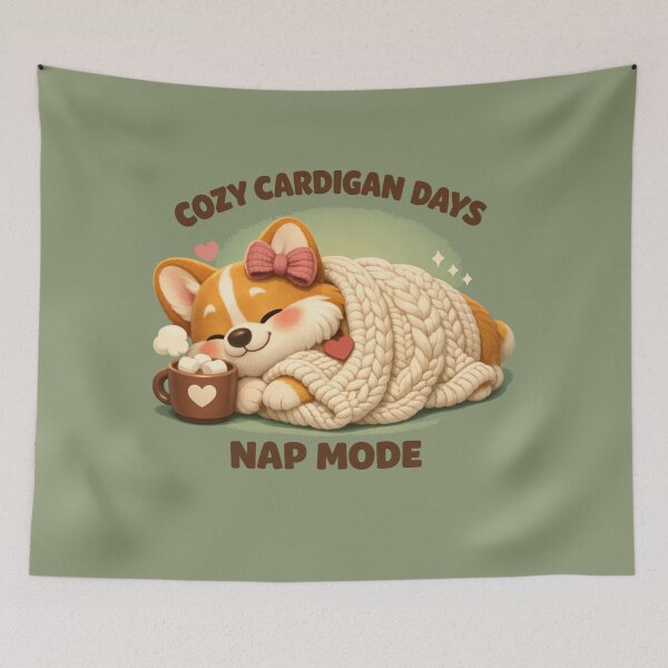 Item preview, Cozy Cardigan Days Nap Mode – Sleepy Corgi Mom Cozy Shirt designed and sold by dogmomtees.