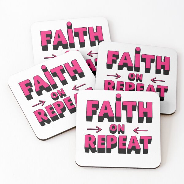 Item preview, Faith on Repeat – Pink Inspirational Typography Design designed and sold by FeelFreeStore.