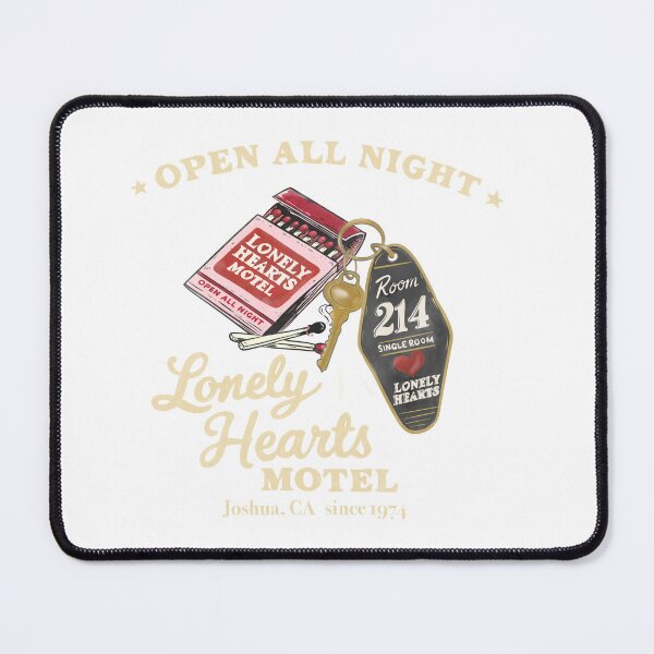 Item preview, Lonely Hearts Motel T-Shirt – Retro Valentine Matchbook & Motel Key Graphic designed and sold by MoeJoedesign .
