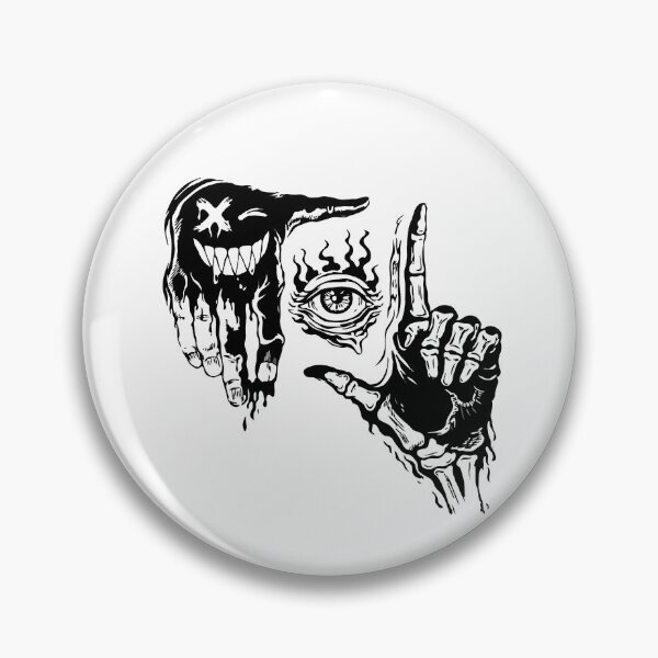 Item preview, Occult Hand Signs Framing the All-Seeing Eye – Dark Surreal Black & White Esoteric Illustration designed and sold by BrainBubbleArt.