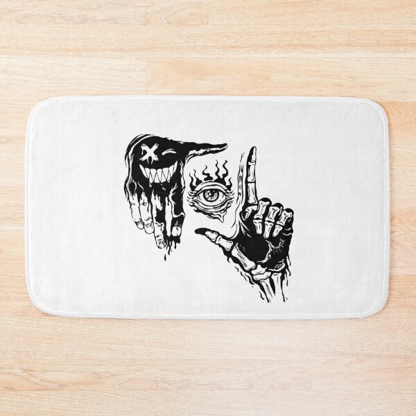 Item preview, Occult Hand Signs Framing the All-Seeing Eye – Dark Surreal Black & White Esoteric Illustration designed and sold by BrainBubbleArt.