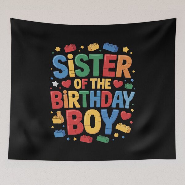 Item preview, Sister Of The Birthday Boy Building Block Birthday Party designed and sold by angolinnArt.