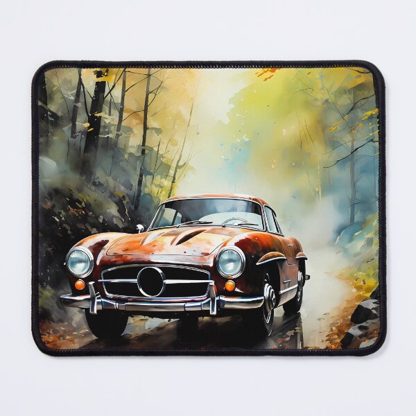 Item preview, Vintage Sports Car Gliding Through Golden Fall Woodland Canopy designed and sold by RevUpDesign.