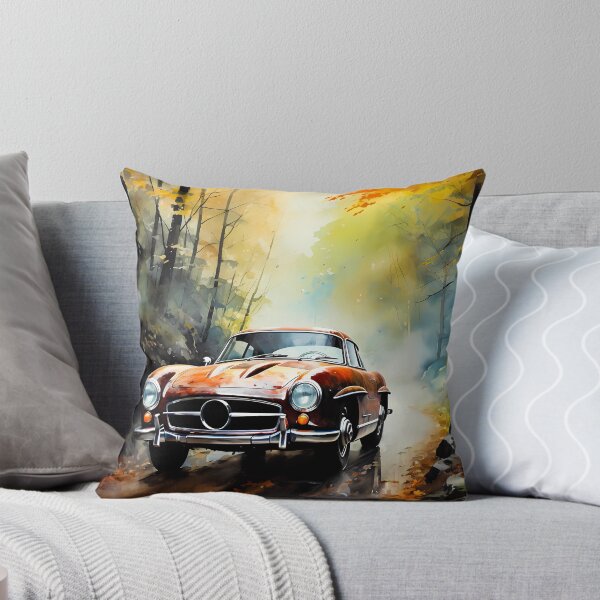 Item preview, Vintage Sports Car Gliding Through Golden Fall Woodland Canopy designed and sold by RevUpDesign.