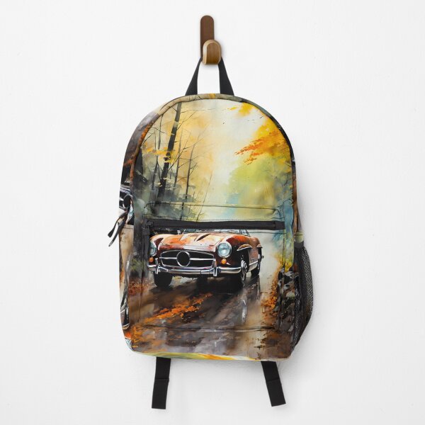 Item preview, Vintage Sports Car Gliding Through Golden Fall Woodland Canopy designed and sold by RevUpDesign.