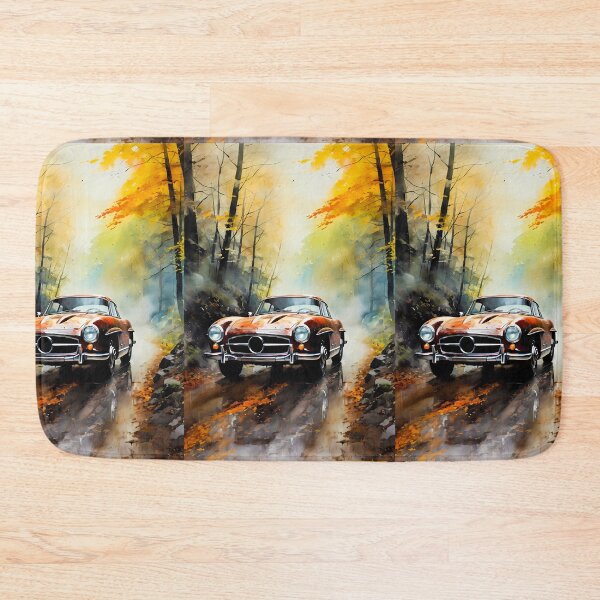 Item preview, Vintage Sports Car Gliding Through Golden Fall Woodland Canopy designed and sold by RevUpDesign.