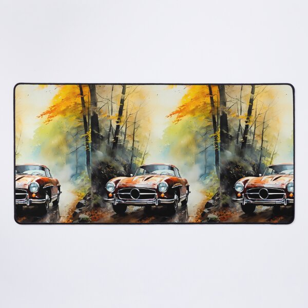Item preview, Vintage Sports Car Gliding Through Golden Fall Woodland Canopy designed and sold by RevUpDesign.