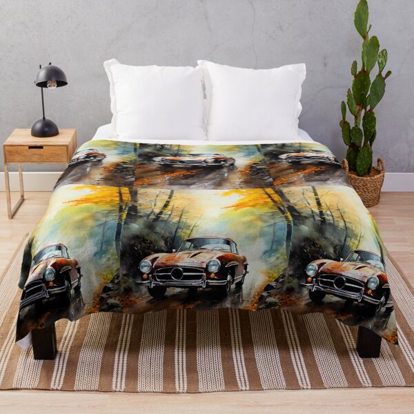 Item preview, Vintage Sports Car Gliding Through Golden Fall Woodland Canopy designed and sold by RevUpDesign.