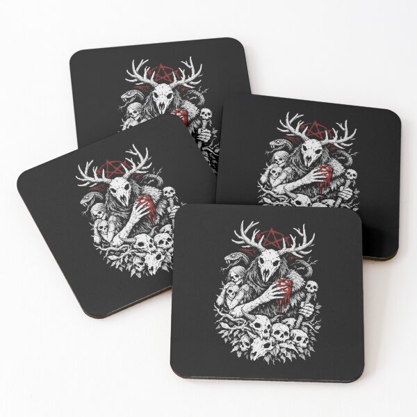 Item preview, Horned God Skull – Dark Pagan Occult Death Illustration with Antlers and Pentagram designed and sold by BrainBubbleArt.