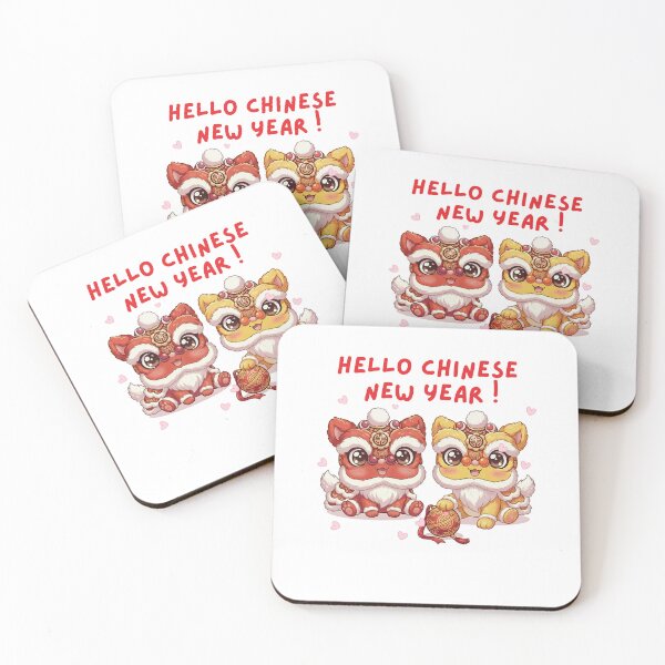 Item preview, Hello Chinese New Year – Cute Kawaii Lion Dance Couple Illustration designed and sold by Beeform.