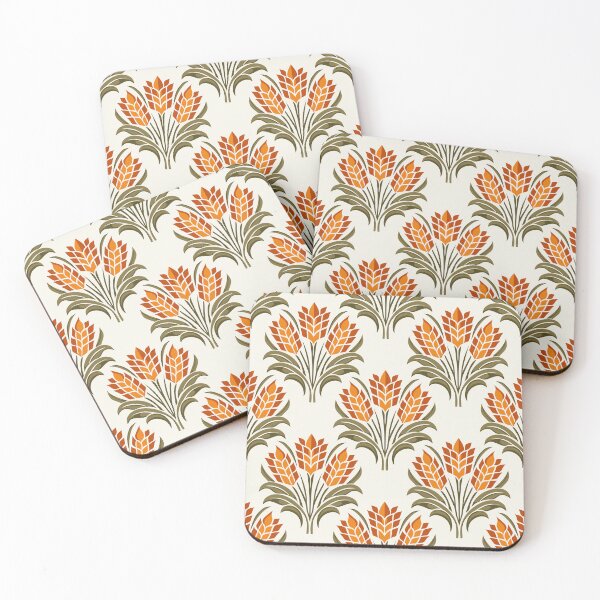 Item preview, Seamless wheat pattern with stylized grain and leaves in warm earth tones, vintage folk botanical design for fabric, wallpaper, textile, rustic background designed and sold by Opart Srinok.