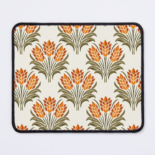 Item preview, Seamless wheat pattern with stylized grain and leaves in warm earth tones, vintage folk botanical design for fabric, wallpaper, textile, rustic background designed and sold by Opart Srinok.