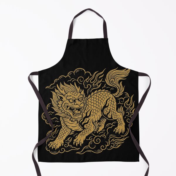Item preview, Golden Qilin Mythical Beast Clouds Woodblock Art designed and sold by zzz888.