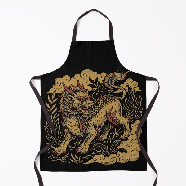 Item preview, Golden Qilin Mythical Beast Foliage Clouds Woodblock Art designed and sold by zzz888.