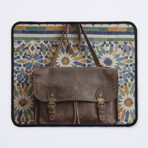 Item preview, Vintage Moroccan Leather Satchel & Zellige Mosaic Wall Art designed and sold by designwiss.