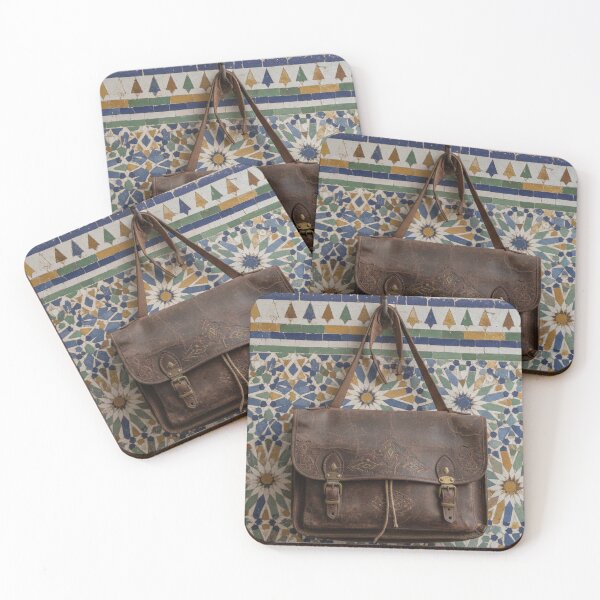 Item preview, Vintage Moroccan Leather Satchel & Zellige Mosaic Wall Art designed and sold by designwiss.