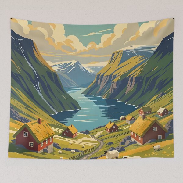 Item preview, Faroe Islands; Denmark Retro Travel Poster designed and sold by Robert Lacy.