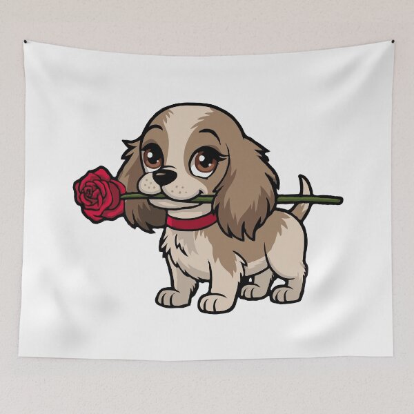 Item preview, Cute Puppy Holding a Red Rose – Romantic Dog Illustration for Valentine’s Day, Love & Dog Lovers designed and sold by BrainBubbleArt.