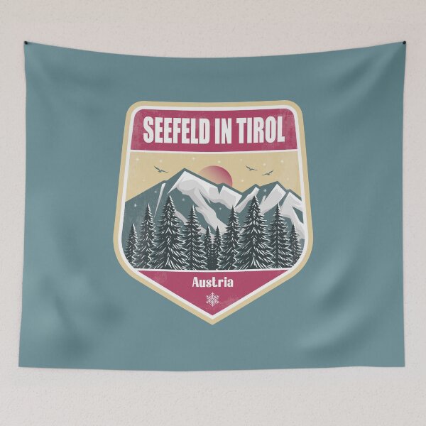 Item preview, Seefeld in Tirol Austria – Snowy Mountain Winter Badge designed and sold by CynthiaGraphics.