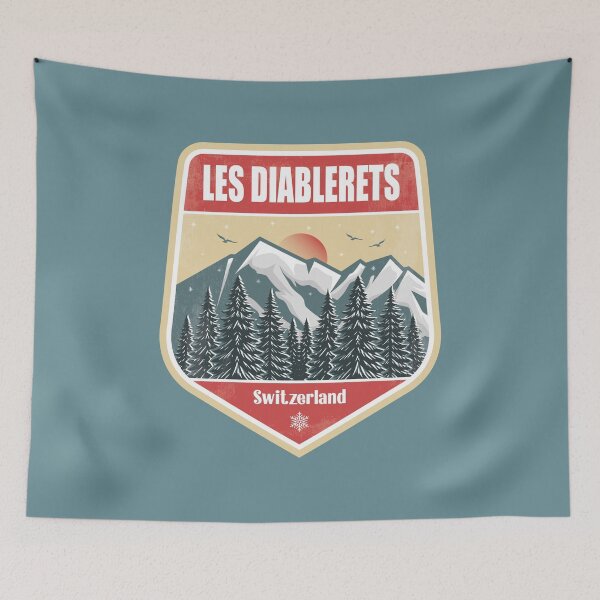 Item preview, Les Diablerets Switzerland – Snowy Mountain Winter Badge designed and sold by CynthiaGraphics.