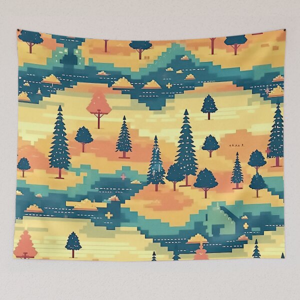 Item preview, 8-Bit Retro Gaming Landscape Pattern | Pixel Art Aesthetic designed and sold by casaloomaria.