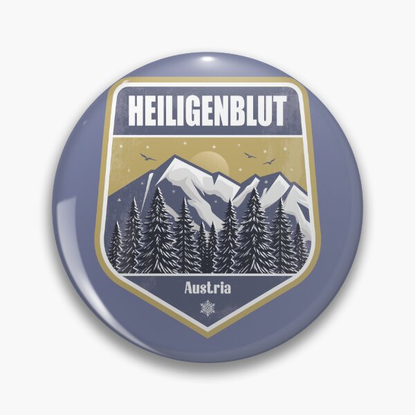 Item preview, Heiligenblut Austria – Snowy Mountain Winter Badge designed and sold by CynthiaGraphics.