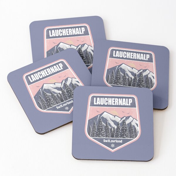 Item preview, Lauchernalp Switzerland – Snowy Mountain Winter Badge designed and sold by CynthiaGraphics.