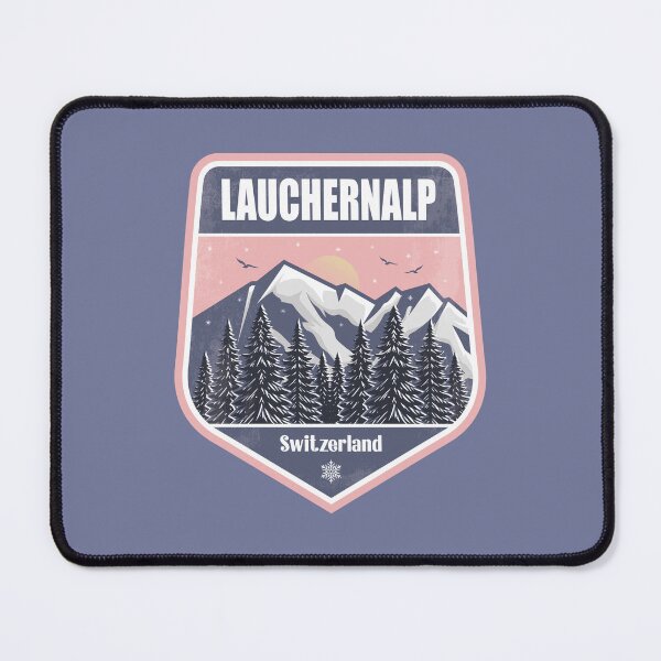 Item preview, Lauchernalp Switzerland – Snowy Mountain Winter Badge designed and sold by CynthiaGraphics.
